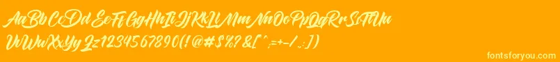 Maghrib-Schriftart – Gelbe Schriften auf orangefarbenem Hintergrund
