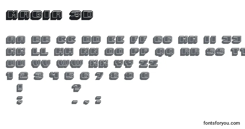 Czcionka Magia 3D – alfabet, cyfry, specjalne znaki