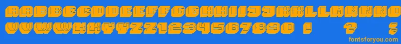 Magia 3D-Schriftart – Orangefarbene Schriften auf blauem Hintergrund