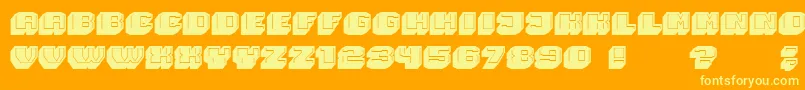 Magia 3D-Schriftart – Gelbe Schriften auf orangefarbenem Hintergrund