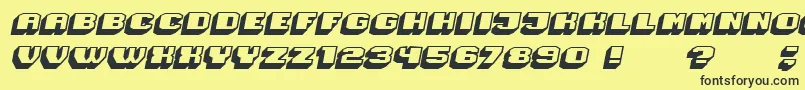 Fonte Magia 3DHollowItalic – fontes pretas em um fundo amarelo