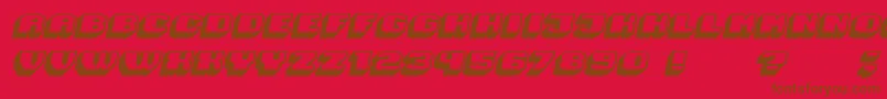 Magia 3DHollowItalic-Schriftart – Braune Schriften auf rotem Hintergrund
