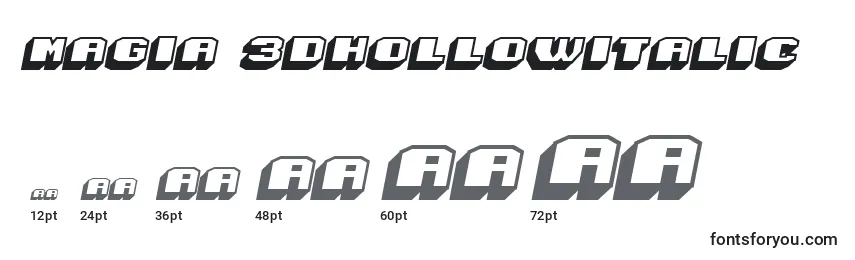 Размеры шрифта Magia 3DHollowItalic