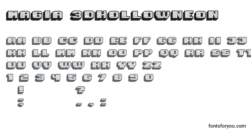 Fuente Magia 3DHollowNeon - alfabeto, números, caracteres especiales