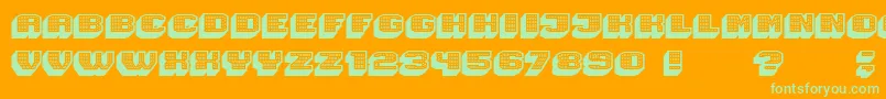 Magia 3DHollowNeon-Schriftart – Grüne Schriften auf orangefarbenem Hintergrund