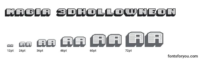 Magia 3DHollowNeon Font Sizes