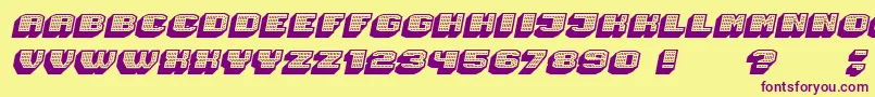 Magia 3DHollowNeonItalic Font – Purple Fonts on Yellow Background