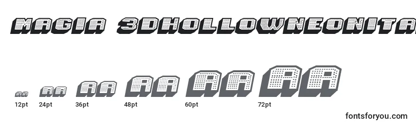 Magia 3DHollowNeonItalic Font Sizes