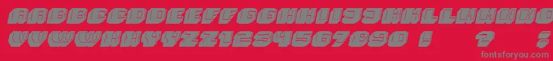 フォントMagia 3DItalic – 赤い背景に灰色の文字