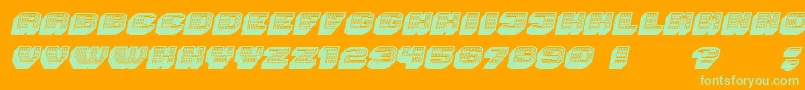 Magia 3DNeonItalic-Schriftart – Grüne Schriften auf orangefarbenem Hintergrund