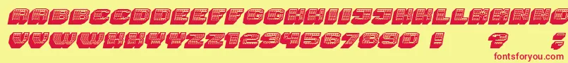Magia 3DNeonItalic Font – Red Fonts on Yellow Background