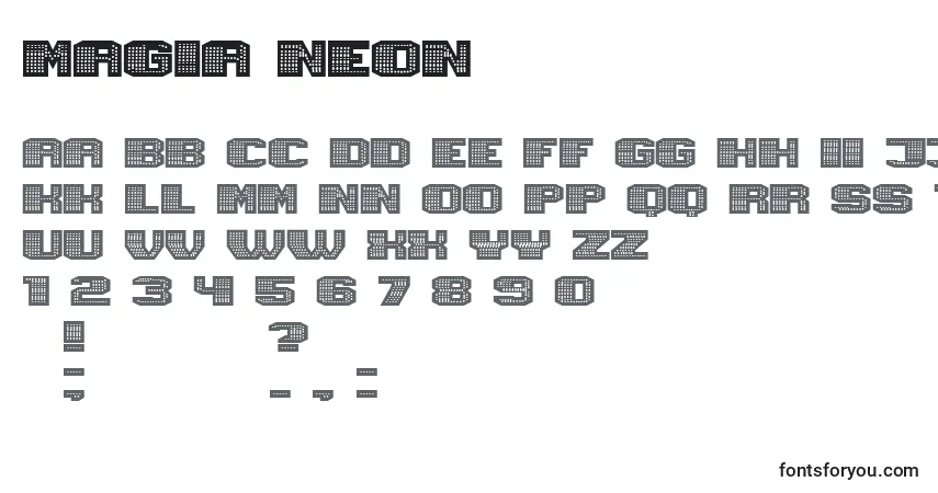 Schriftart Magia Neon – Alphabet, Zahlen, spezielle Symbole