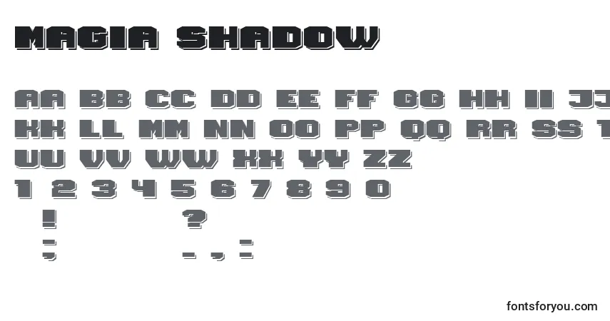 Шрифт Magia Shadow – алфавит, цифры, специальные символы