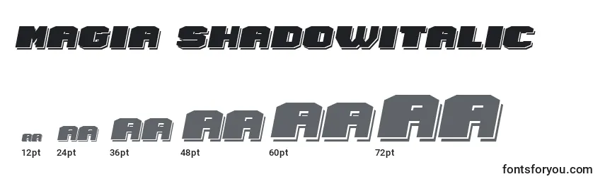 Размеры шрифта Magia ShadowItalic