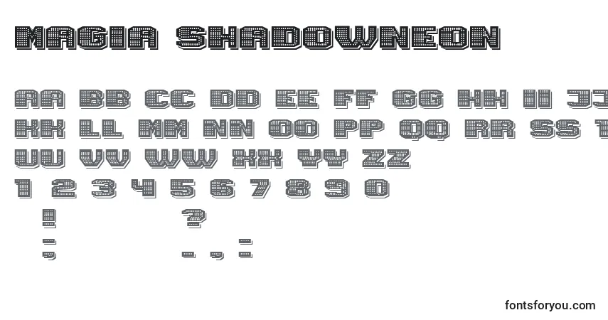 Magia ShadowNeon-fontti – aakkoset, numerot, erikoismerkit