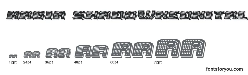Magia ShadowNeonItalic Font Sizes