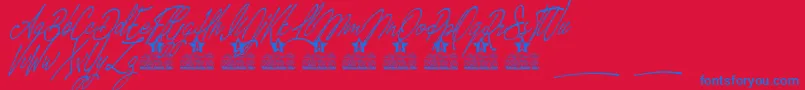 Magic Touch Personal Use Font – Blue Fonts on Red Background