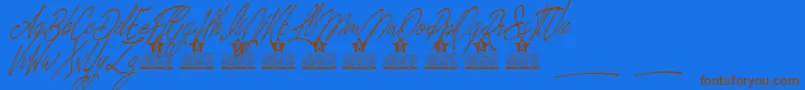 Magic Touch Personal Use Font – Brown Fonts on Blue Background