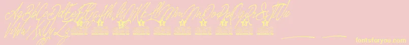 Magic Touch Personal Use Font – Yellow Fonts on Pink Background