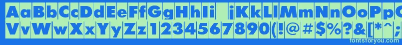 FuturiscameocRegular-Schriftart – Grüne Schriften auf blauem Hintergrund