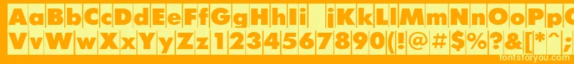 FuturiscameocRegular-Schriftart – Gelbe Schriften auf orangefarbenem Hintergrund