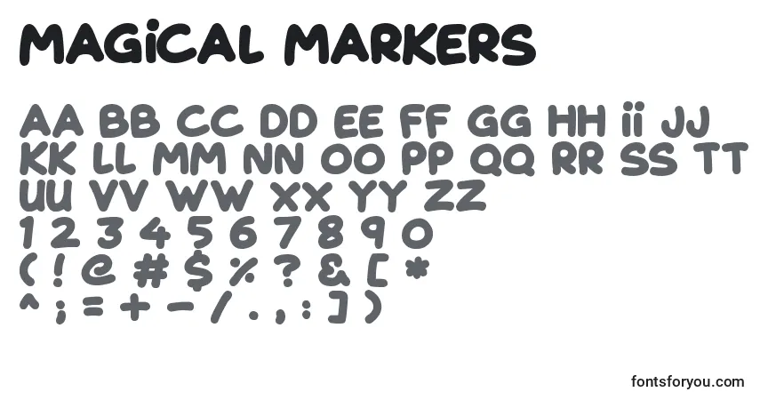 A fonte Magical Markers – alfabeto, números, caracteres especiais