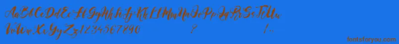 Magical Stylish Script Demo-Schriftart – Braune Schriften auf blauem Hintergrund