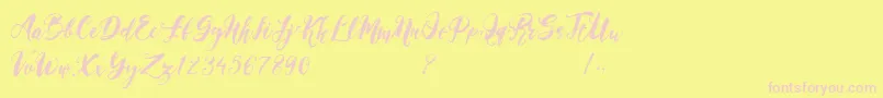 Magical Stylish Script Demo-Schriftart – Rosa Schriften auf gelbem Hintergrund