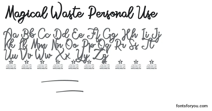 Schriftart Magical Waste Personal Use – Alphabet, Zahlen, spezielle Symbole