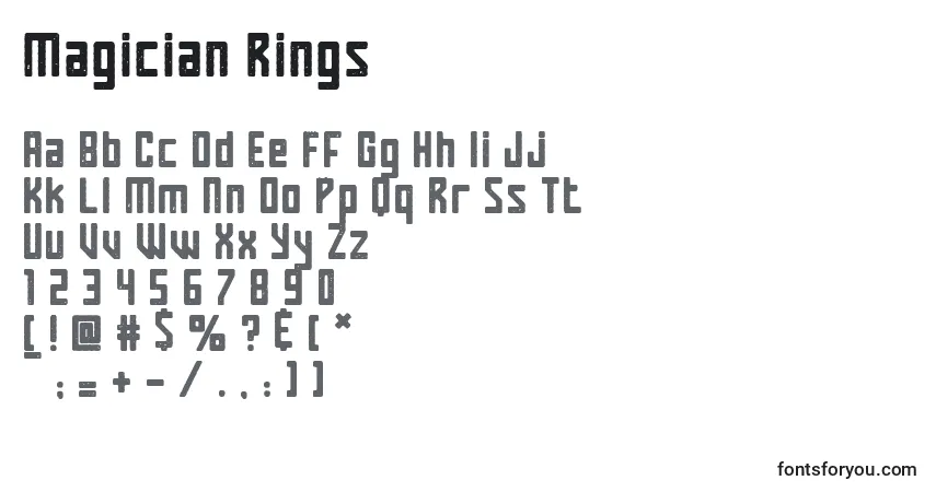 Schriftart Magician Rings – Alphabet, Zahlen, spezielle Symbole