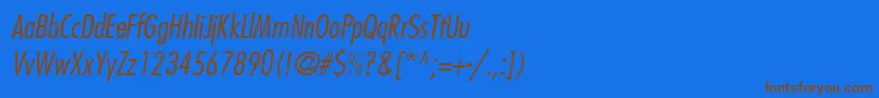 フォントKudosLightCondensedSsiNormal – 茶色の文字が青い背景にあります。