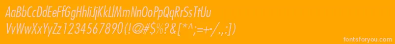 KudosLightCondensedSsiNormal-fontti – vaaleanpunaiset fontit oranssilla taustalla