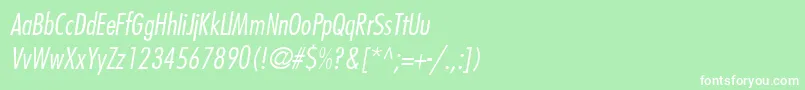 Czcionka KudosLightCondensedSsiNormal – białe czcionki na zielonym tle