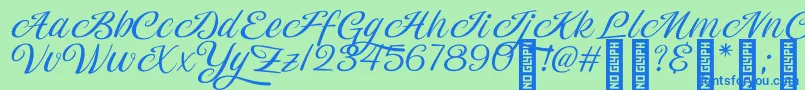 フォントMagiera Script – 青い文字は緑の背景です。