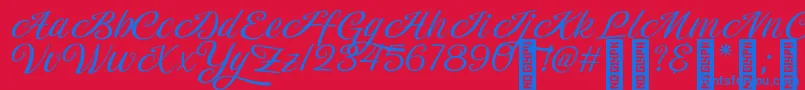 Magiera Script Font – Blue Fonts on Red Background