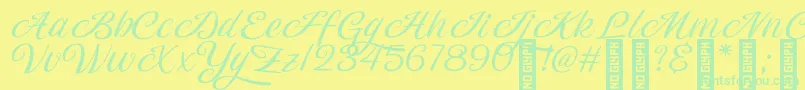 Magiera Script Font – Green Fonts on Yellow Background