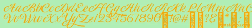 Magiera Script-Schriftart – Orangefarbene Schriften auf grünem Hintergrund