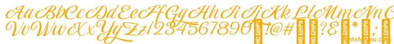 Magiera Script-Schriftart – Orangefarbene Schriften auf weißem Hintergrund