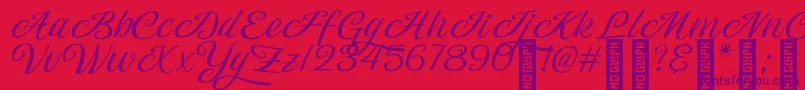 Magiera Script-Schriftart – Violette Schriften auf rotem Hintergrund