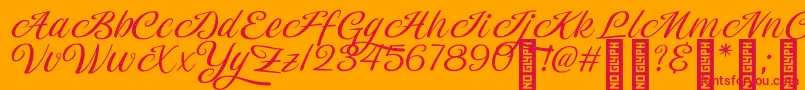 Magiera Script Font – Red Fonts on Orange Background