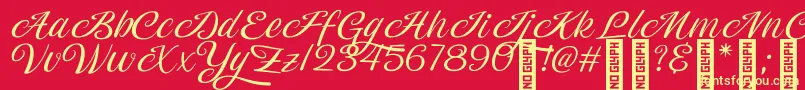 Magiera Script Font – Yellow Fonts on Red Background
