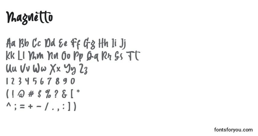 Schriftart Magnetto – Alphabet, Zahlen, spezielle Symbole