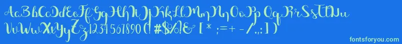 Magnificent Free Font – Green Fonts on Blue Background
