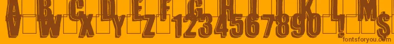 Magnifico-Schriftart – Braune Schriften auf orangefarbenem Hintergrund