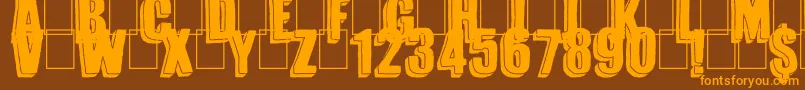Magnifico-Schriftart – Orangefarbene Schriften auf braunem Hintergrund
