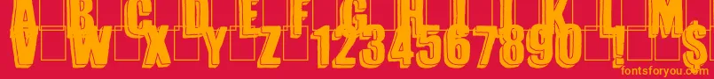 フォントMagnifico – 赤い背景にオレンジの文字