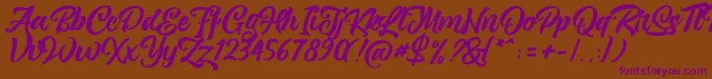magnison Script Free Font – Purple Fonts on Brown Background