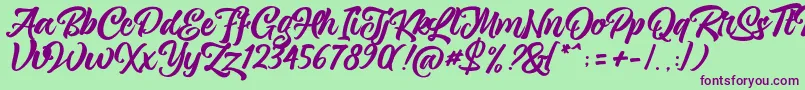 magnison Script Free Font – Purple Fonts on Green Background