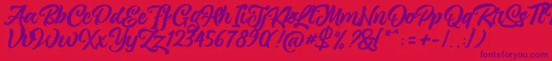 magnison Script Free Font – Purple Fonts on Red Background