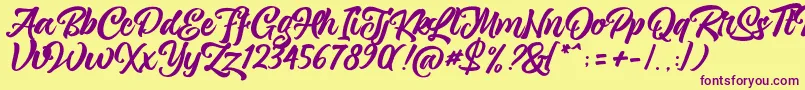 magnison Script Free Font – Purple Fonts on Yellow Background